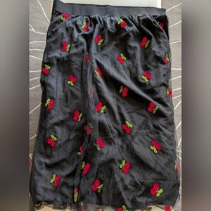Embroidered Cherry Tulle Skirt